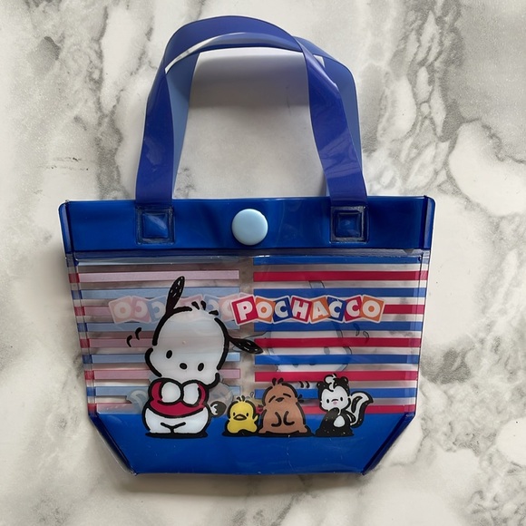Bandai Sanrio Characters Mini Pouch Pool Beach Vinyl Bag  - Pochacco - Picture 2 of 4
